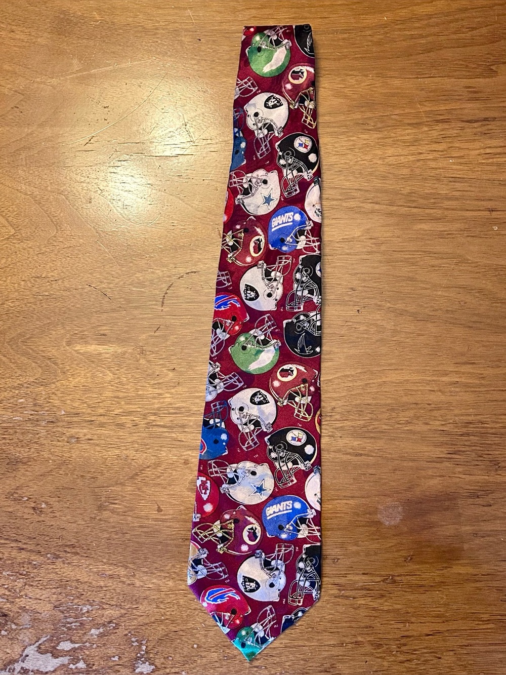 Vintage 90s TEAM NFL Football Helmets AOP Red Men's Silk Necktie Tie Made In USA